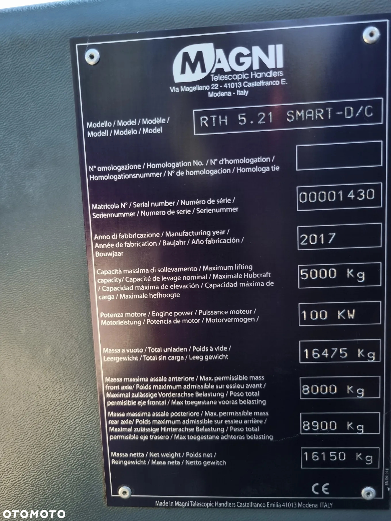 Magni RTH 5.21 Ładowarka teleskopowa 21 metrów  Kosz (Pilot 2 funkcje) Wciągarka Łyżka Widły Jak Nowa 2018r 2287mtg DEUTZ silnik z Norwegii KLIMA - 37