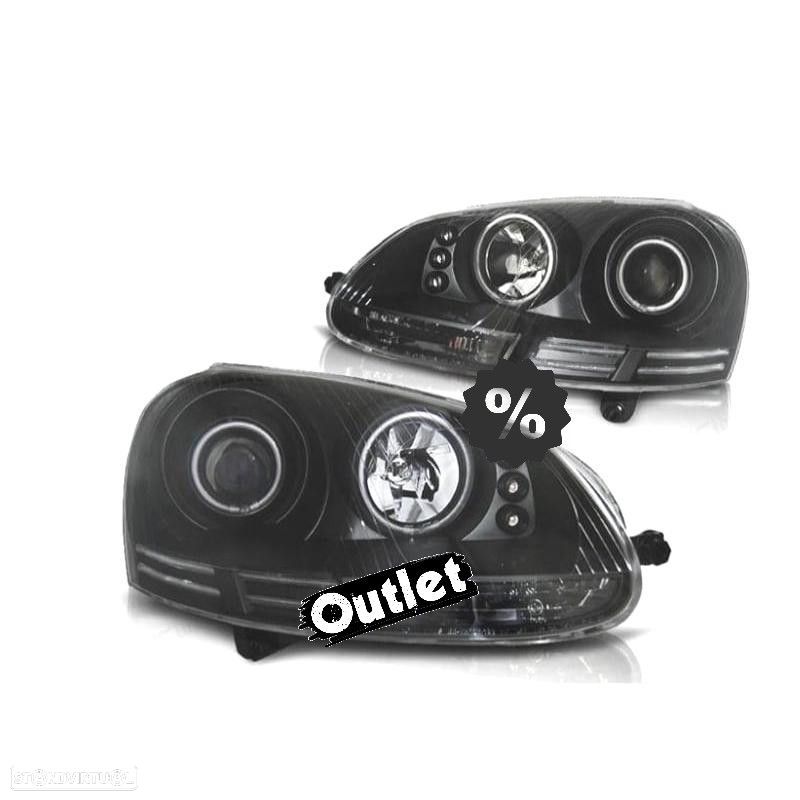 R148716C3 FARÓIS ANGEL EYES VOLKSWAGEN VW GOLF 5 MK V 03-09 FUNDO PRETO - 1