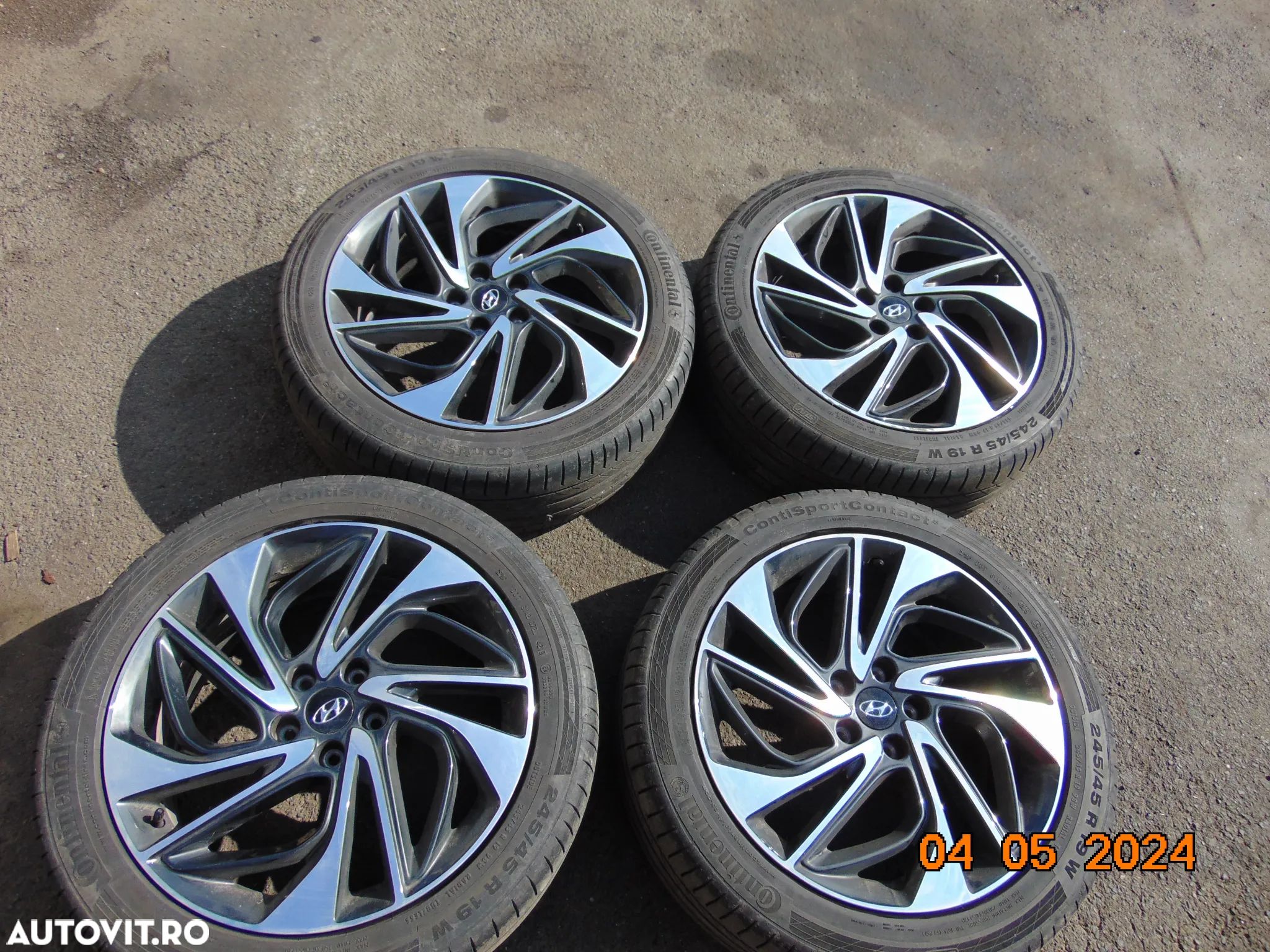 Jante hyundai Tucson r19 jante aliaj cu anvelope vara Santa fe Kia sportage Sorento mazda nissan honda 245/45/r19  continental - 1