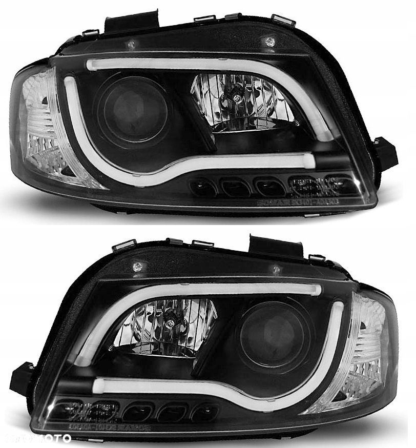 Reflektory Lampy kpl Diody Soczewka Clear Black Czarne Audi a3 8p 03-08 - 1