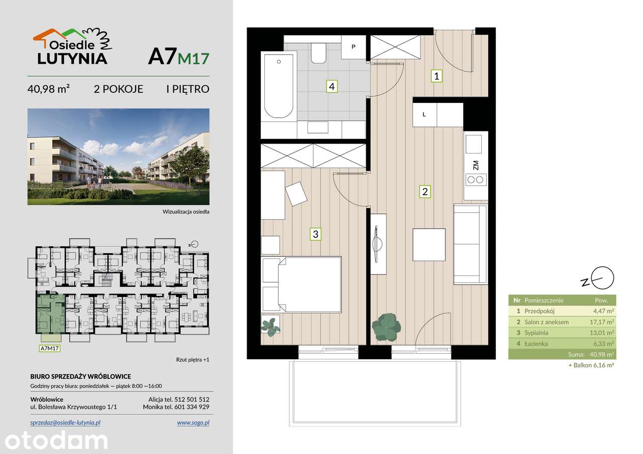 2 pokoje | 40,98m² | balkon 6,16 m² | piękny widok - Pełny obrazek: 3/10