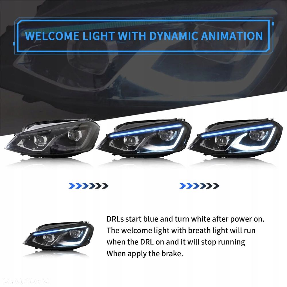 Reflektory Lampy kpl Vland Full Led Neon Tuning VW Golf VII 7 5g 2012-2017 - 5