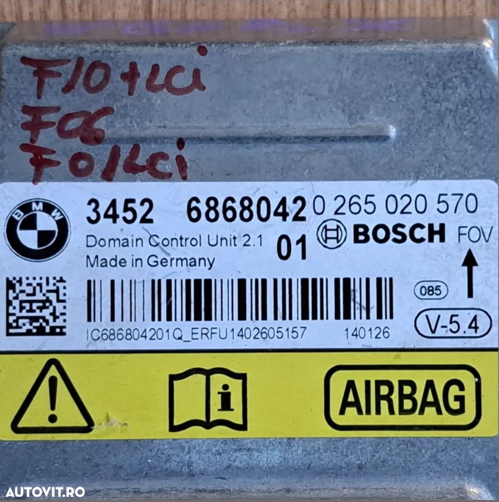 Modul airbag bmw pt model cu distronic V-54 Original BMW F07+LCI F10+LCI F11+LCI F06+LCI F12+LCI F13+LCI F01 LCI F02 LCI - 2
