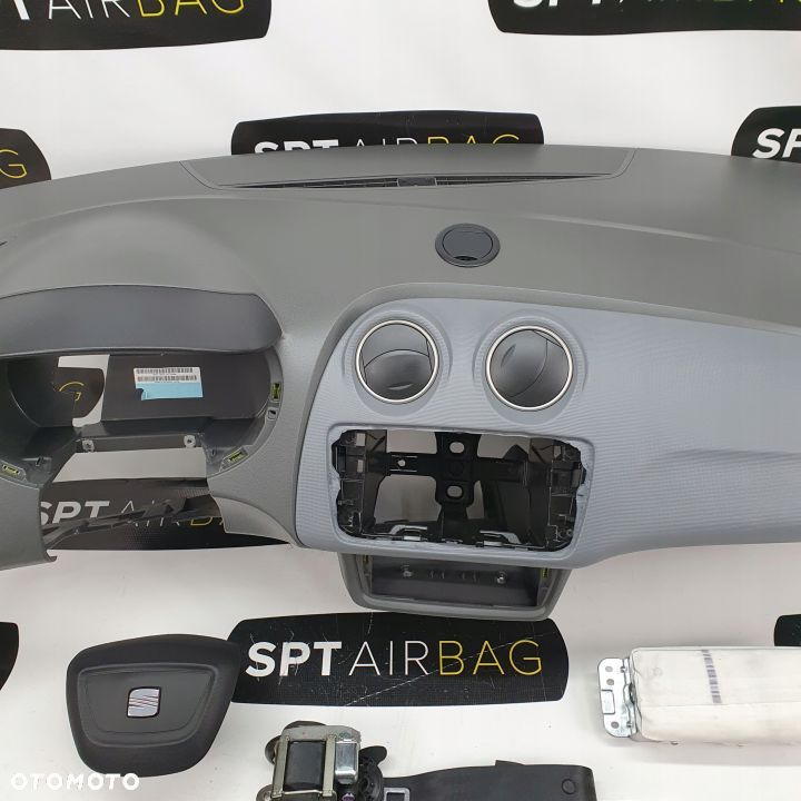 SEAT IBIZA 6J IV AX2 DESKA ROZDZIELCZA KONSOLA KOKPIT PULPIT PODUSZKI AIRBAG AIR BAG PASY KIT SET - 3