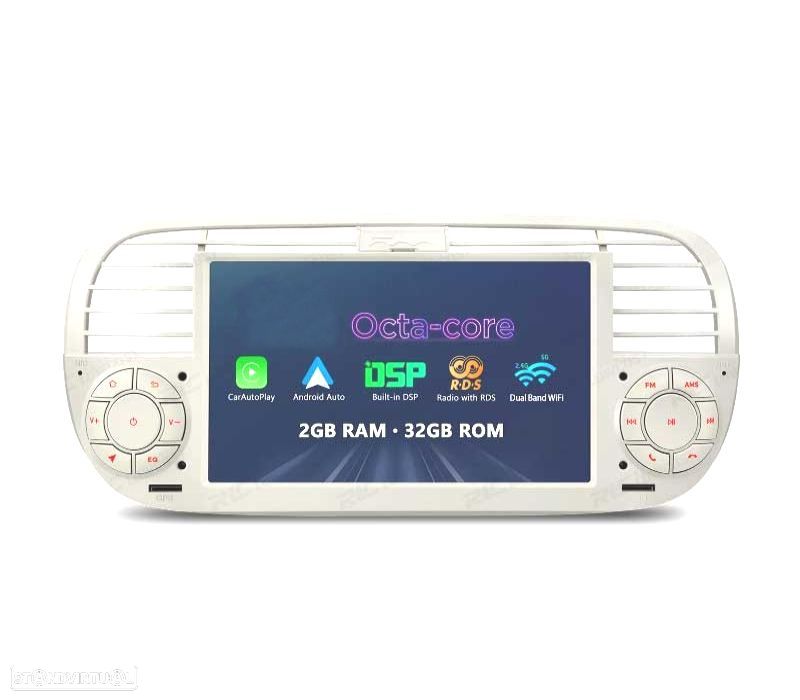 AUTO RÁDIO GPS ANDROID 12 PARA FIAT 500 07-15 BRANCO - 4
