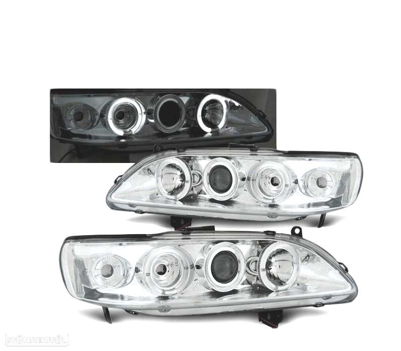 FARÓIS ANGEL EYES PARA HONDA ACCORD 98-02 EUA CHROME CROMADO - 1