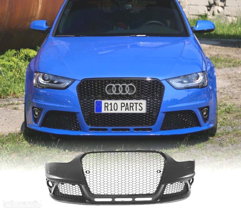 PARA-CHOQUES FRONTAL AUDI A4 B8.5 11-15 PDC SRA LOOK RS GRADE PRETA FARÓIS DE NEVOEIRO - 1