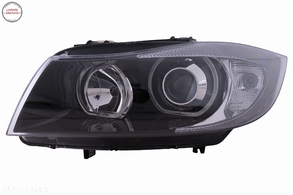 Faruri Angel Eyes BMW Seria 3 E90 Sedan E91 Touring (03.2005-2011) Negru- livrare gratuita - 2