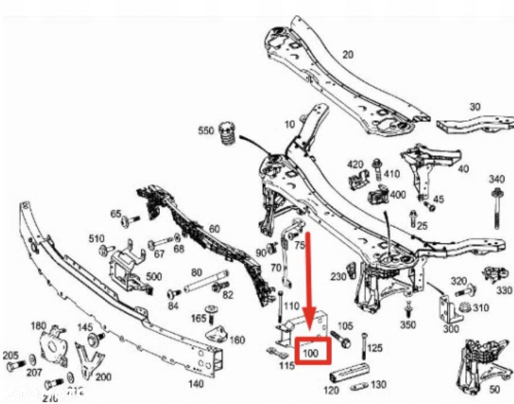 ZESTAW Wzmocnienie pas przedni belka zderzaka MERCEDES GLC X253 W253 15+ - 5