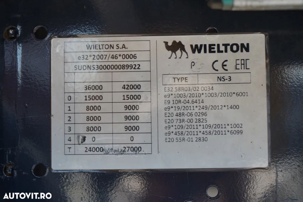 Wielton CORTINĂ / 385/55 R22.5 / PONT RIDICAT / ACOPERIȘ RIDICAT - 28
