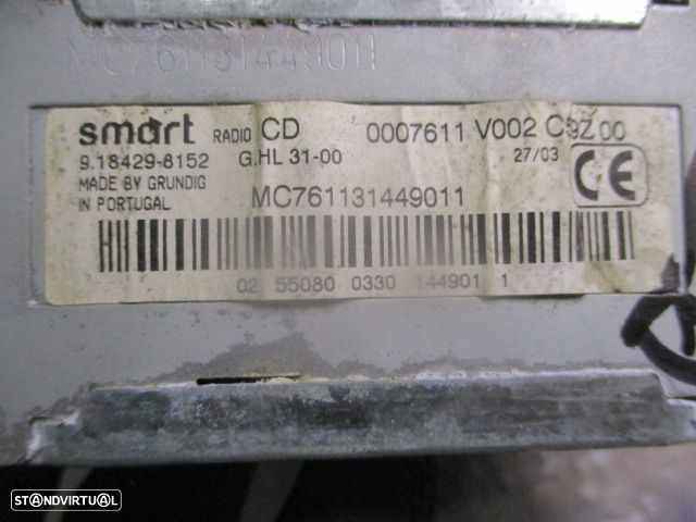 Radios 9184298152  0007611V002 SMART CITY 2003 0.7 50CV 3P PRETO ORIGINAL GHL31-00 - 4