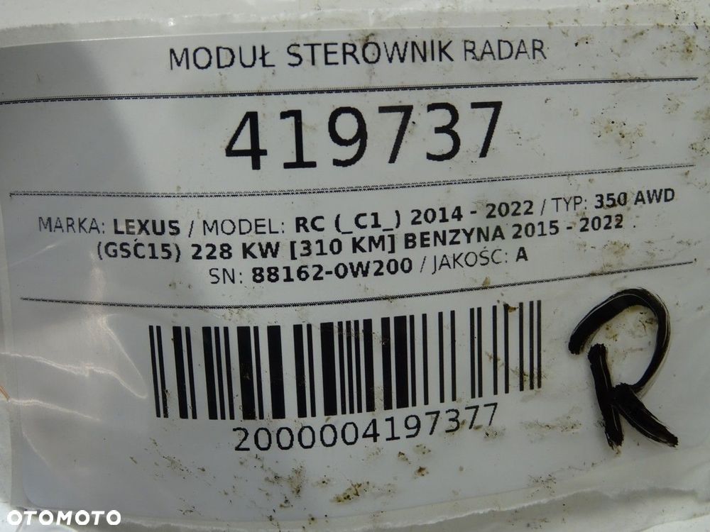 MODUŁ STEROWNIK RADAR  LEXUS RC (_C1_) 2014 - 2022 350 AWD (GSC15) 228 kW [310 KM] benzyna 2015 - - 4