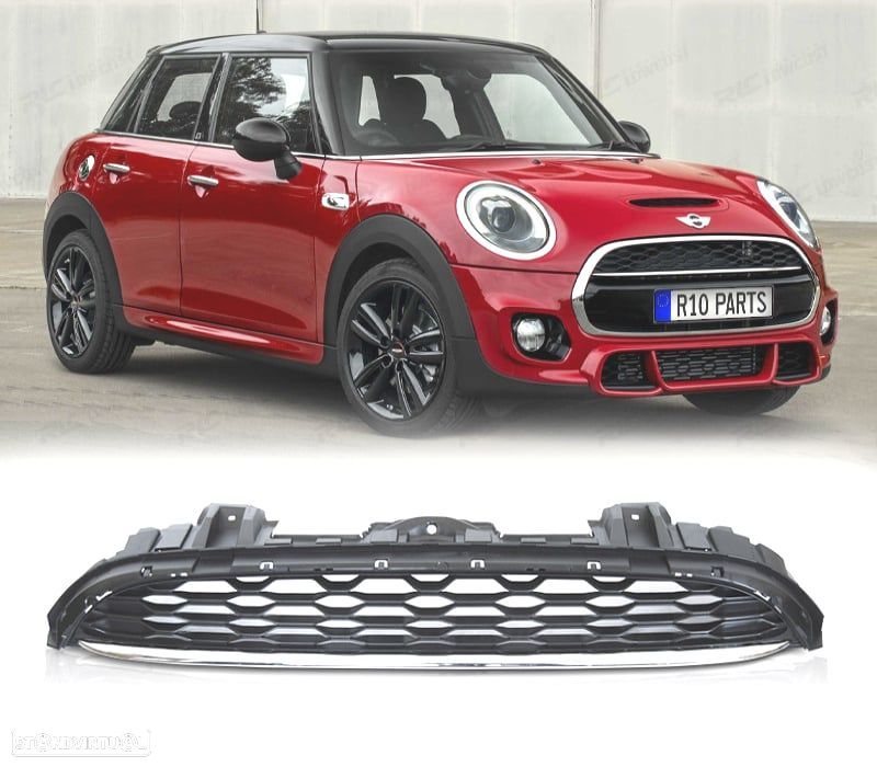 GRELHA FRONTAL MINI COOPER F55 F56 F57 14-21 ESTILO ESPORTIVO PRETO CROMADO - 1