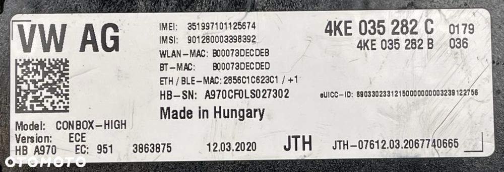 AUDI A6 C8 E-TRON 18- MODUŁ STEROWNIK CONBOX 4KE035282C - 4