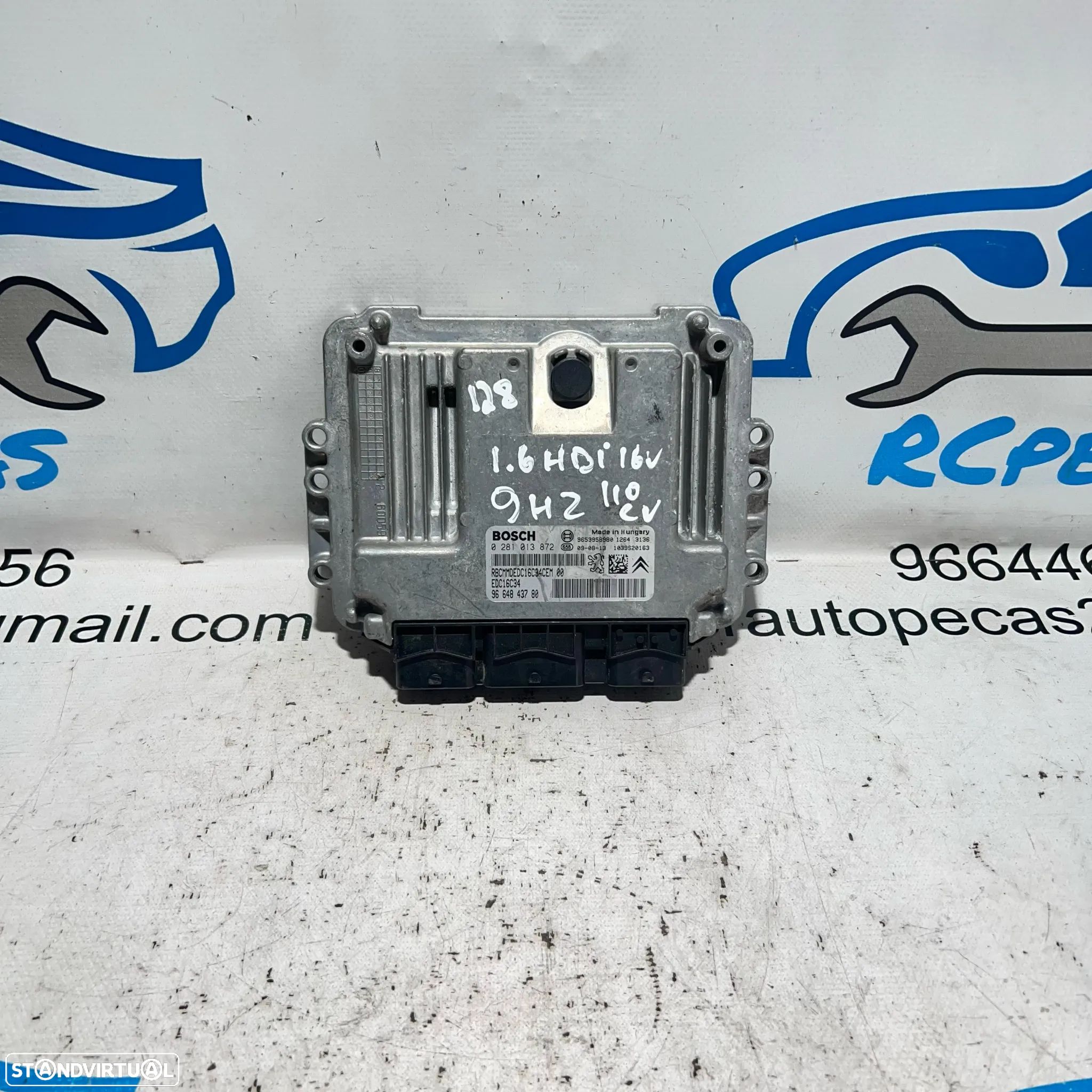 .Centralina Motor Bosch PSA Peugeot Citroen 0 281 013 872 / 9664843780 - 1