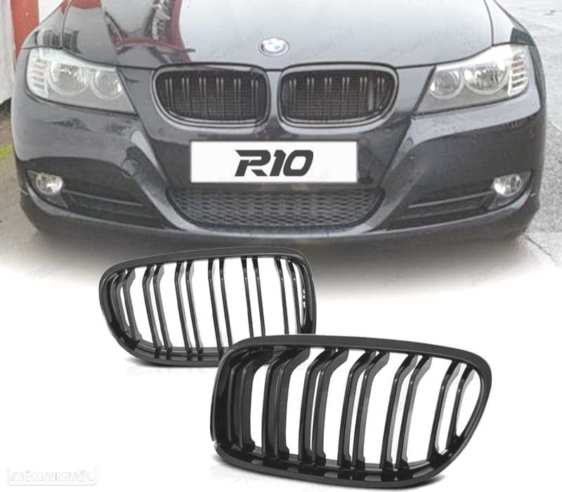 GRELHA FRONTAL BMW E90 E91 08-12 LOOK M PRETO MATE - 1