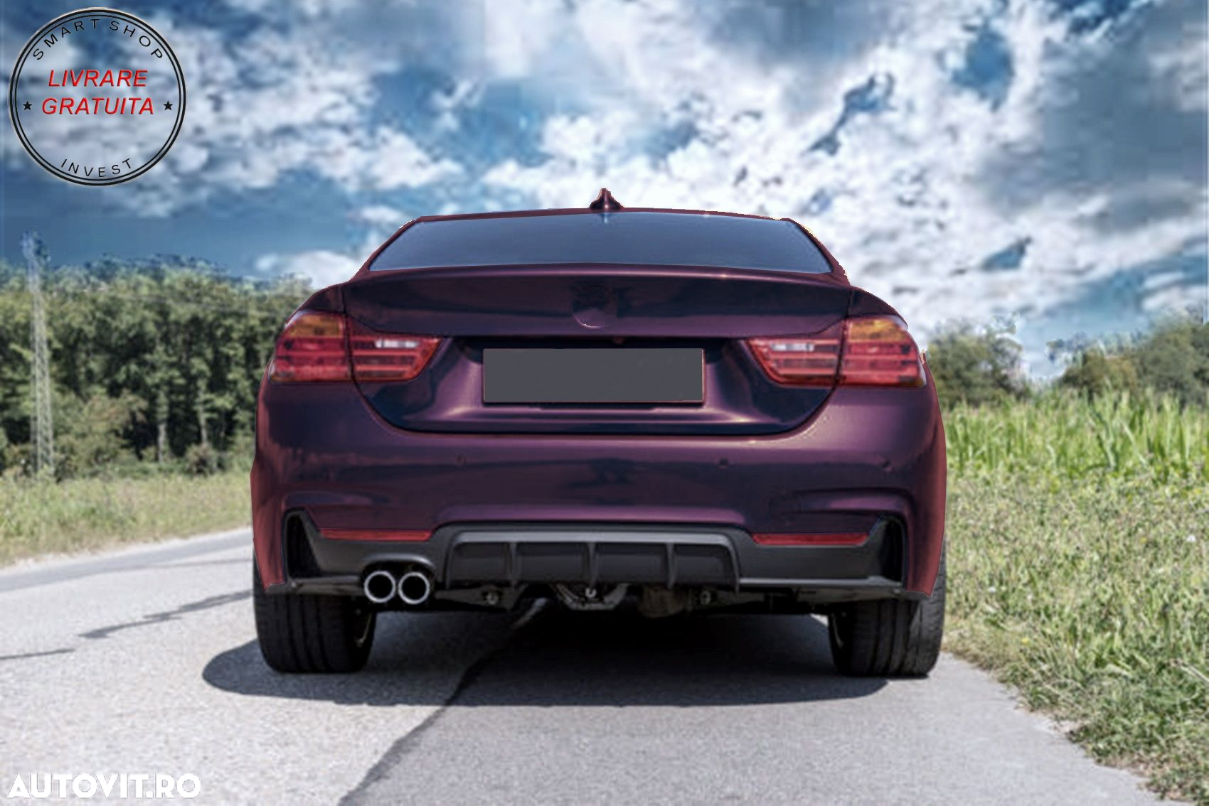 Difuzor Bara Spate cu o Evacuare Dubla BMW Seria 4 F32 F33 F36 (2013-2019) Negru M- livrare gratuita - 9