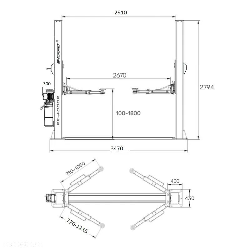 Podnośnik Dwukolumnowy NORMET PK4000P - 6
