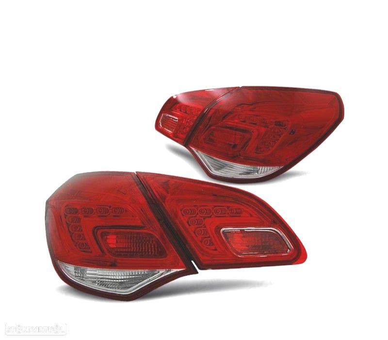 FAROLINS TRASEIROS PARA OPEL ASTRA J 09- LED FUNDO VERMELHO CROMADO - 1