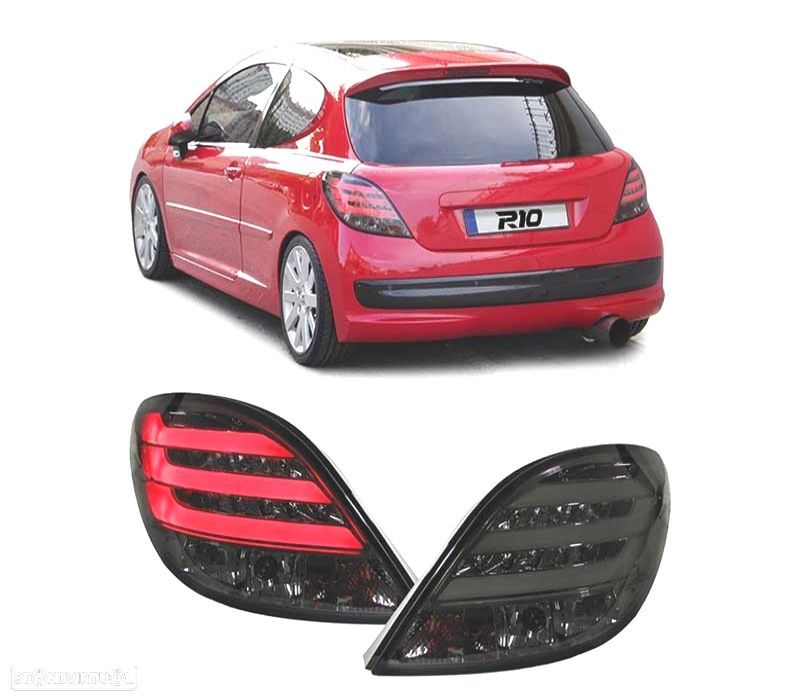 FAROLINS TRASEIROS LED PEUGEOT 207 06-09 FUMADO - 1