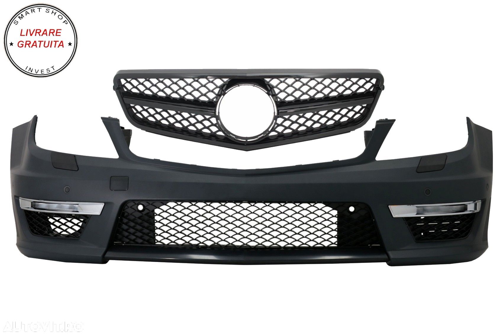 Bara Fata cu Grila Centrala Mercedes C-class W204 Facelift (2012-up) C63 Sport Neg- livrare gratuita - 1
