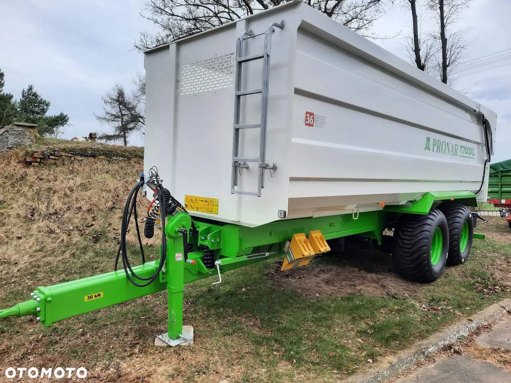 Pronar Przyczepa skorupowa T669 /T-700 XL tandem 14 ton, nadstawy, plandeka, oś skrętna - 11