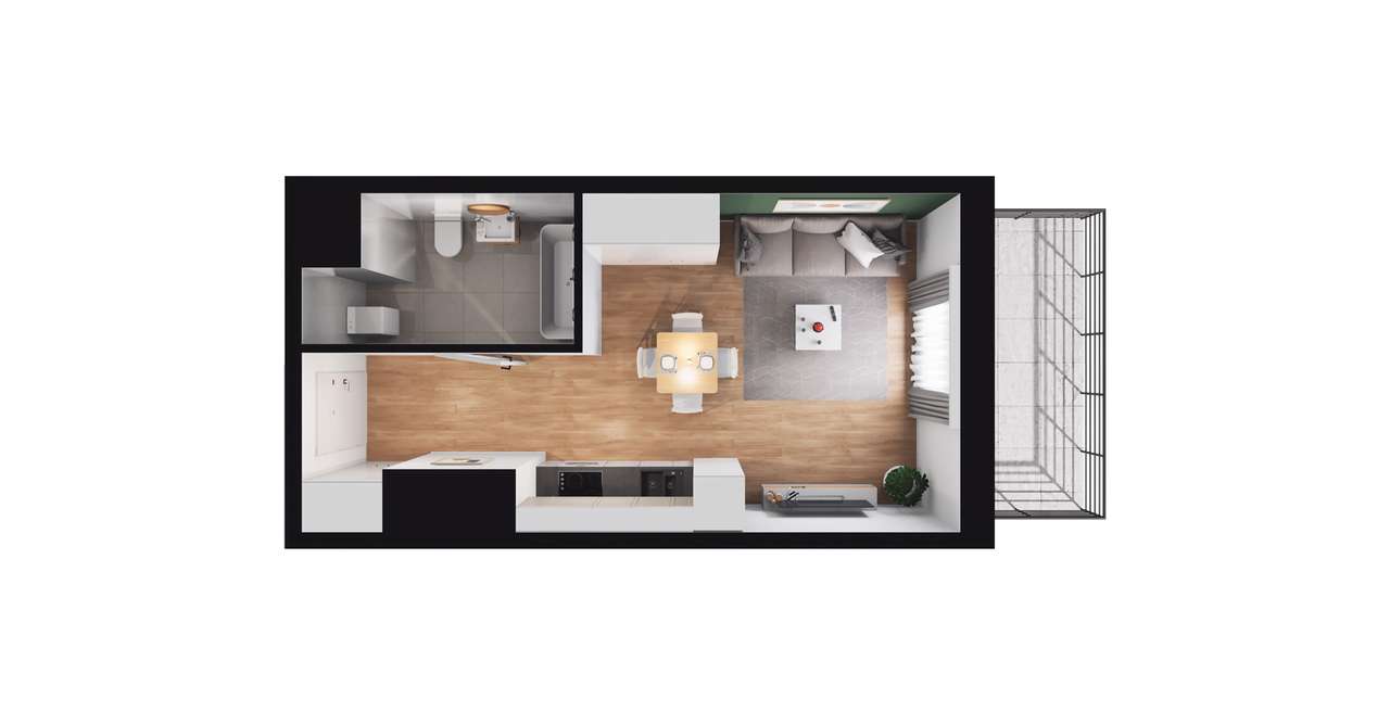 1-pokojowe mieszkanie 27m2 + loggia