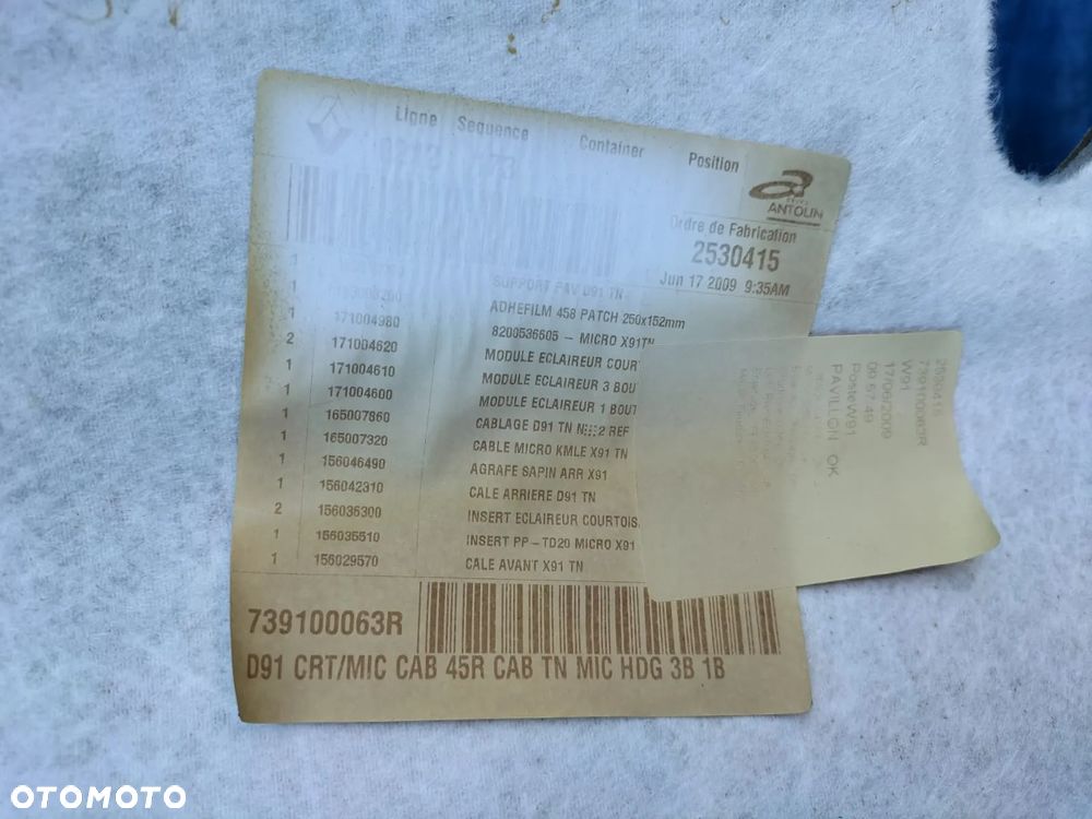 PODSUFITKA KOMPLETNA INSTALACJA WIĄZKA PODSUFITKI DACHU OSŁONA OSŁONY PRZECIWSŁONECZNE SŁONECZNIK LAMPKA ZAŚLEPKA 283930001R 241600045R 739100063R RENAULT LAGUNA III 3 COUPE GT - 10