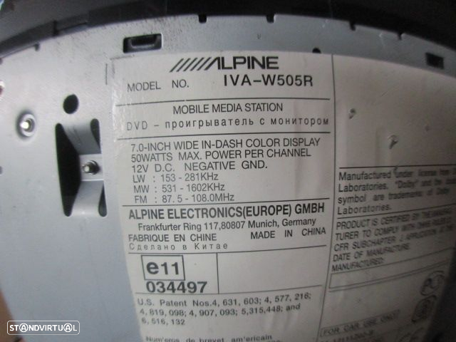 Radios IVAW505R PKG2000P TUET200DVB  KCE400BT ALFA ROMEO 159 2007 2.4 JTD 0P ALPINE 54-12111Z02-B - 7