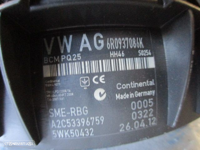 Modulo 6R0937086K A2C53396759 VW POLO 5 6R 2012 1.2TDI 75CV 5P CINZA Módulo Confort - 3