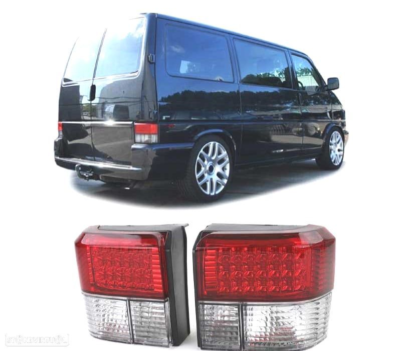 PILOTOS VOLKSWAGEN VW T4 TRANSPORTER CARAVELLE 90-03 LED VERMELHO CROMADO - 1