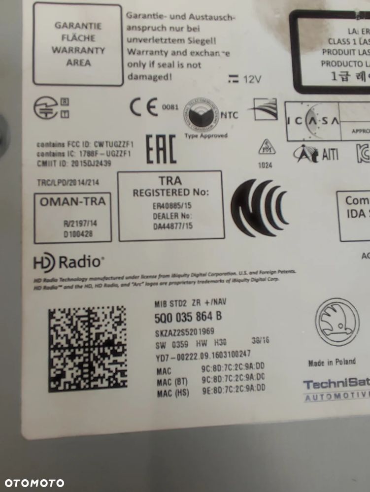 RADIO NAWIGACJA CZYTNIK SD MULTIMEDIA MMI2 SKODA OCTAVIA III 3 - 9
