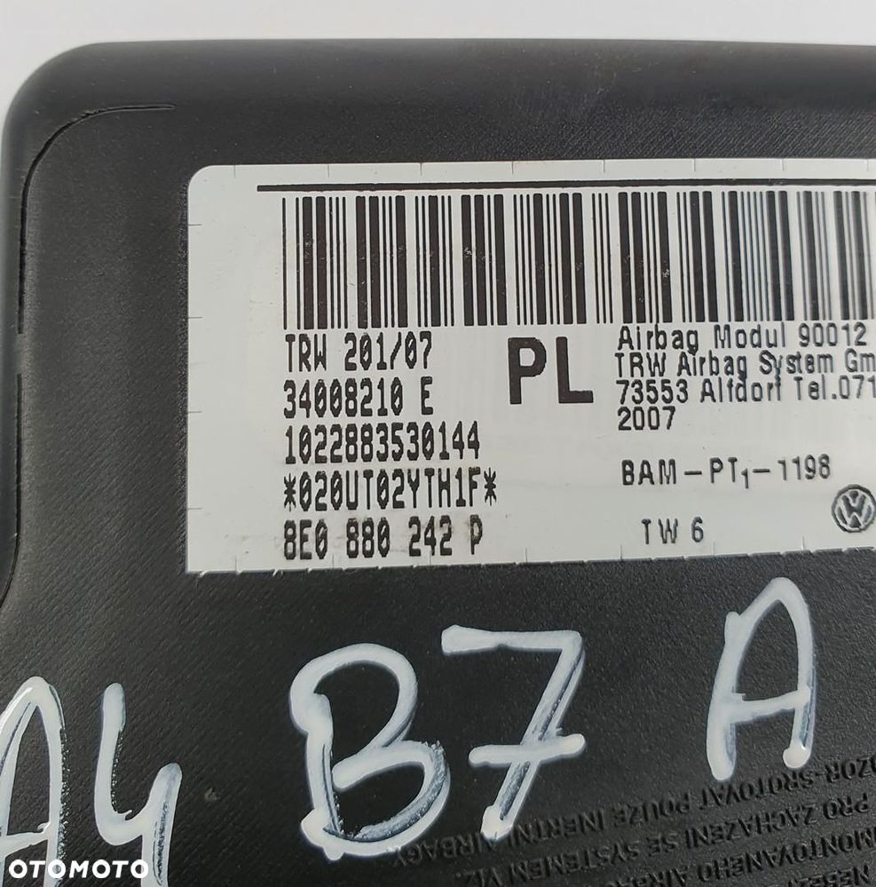 PODUSZKA AIRBAG FOTELA PRAWA AUDI A4 B7 8E0880242P - 2
