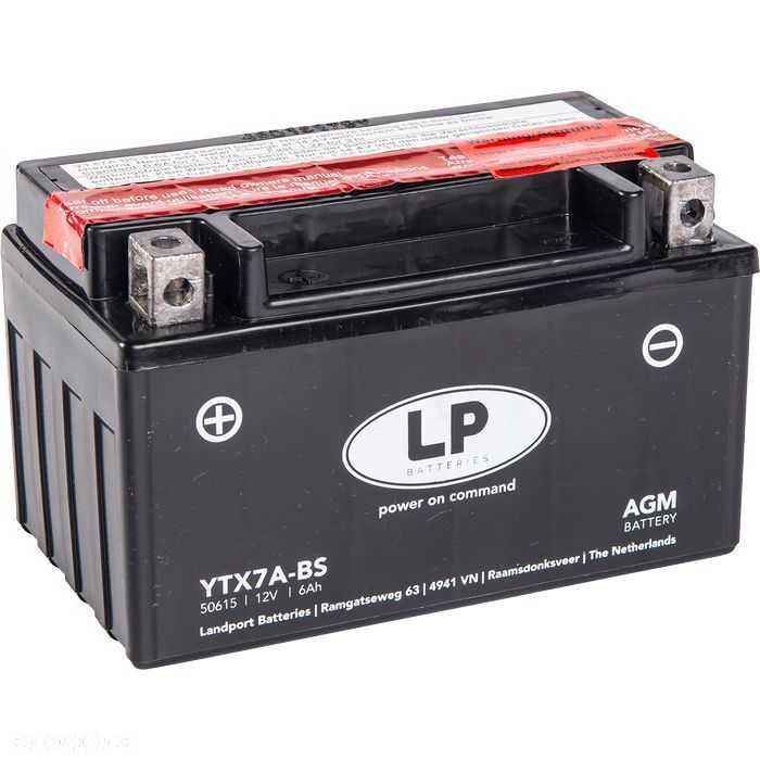 Akumulator motocyklowy Landport YTX7A-BS 12V 6Ah 105A - 1
