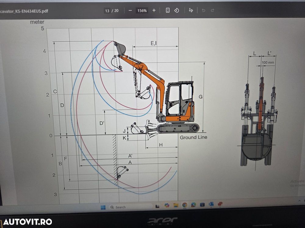 Hitachi ZX33U-6, 2023, 1.905 ore, Masa operationala 3,7 tone, CUPLA RAPIDA HIDRAULICA si 3 CUPE NOI, Lama nivelare, ad sapare 3,5m, latime 1,55m, aer conditionat, antifurt, inst picon, ridica 2,7t, posibil leasing 4 ani, PROMOTIE 36.900 EUR+Tva - 38