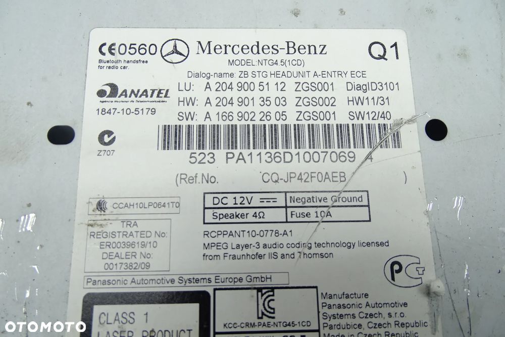 Mercedes C Klasa W204 Radio z wyswietlaczem 2049005112 1729016600 - 4