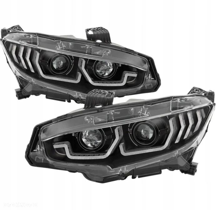 Reflektory Lampy kpl Diody Soczewka Clear Black Honda Civic X 10 2016-2021 - 3