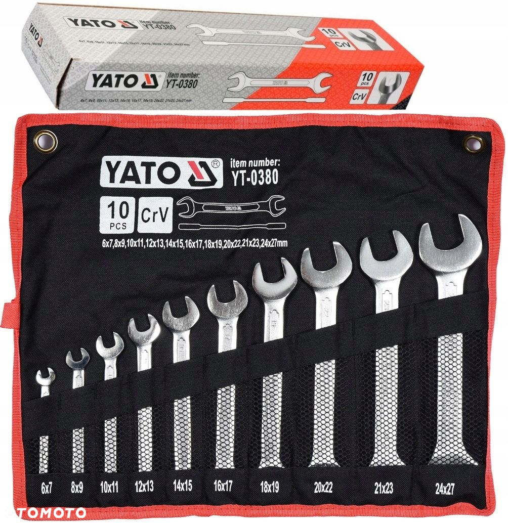 YATO KLUCZE PŁASKIE 6-27 10 SZT YT-0380 SATYNA ZESTAW POLEROWANE PŁACHTA - 7