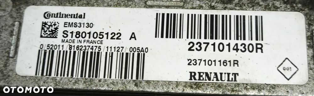 DACIA LOGAN II 18r 1.6 KOMPUTER STEROWNIK SILNIKA 237101430R - 2