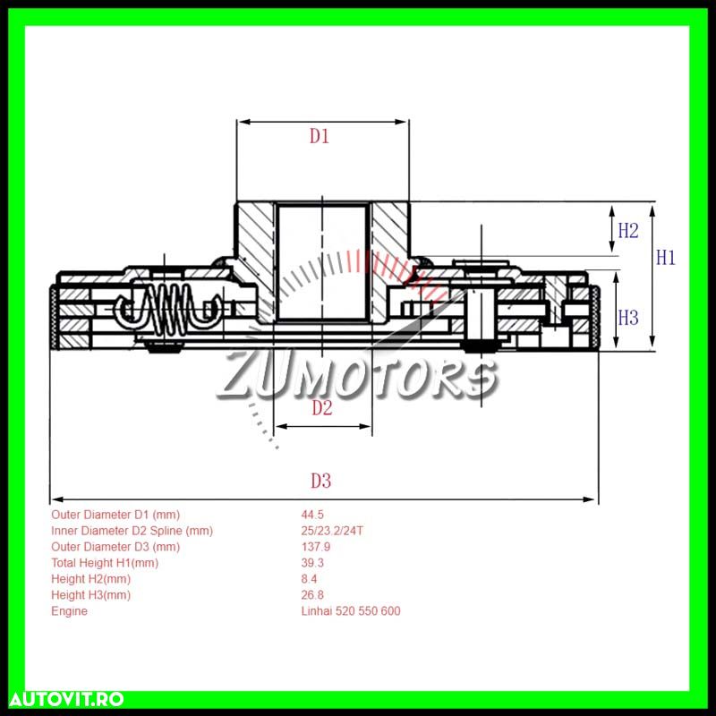 Ambreiaj Atv LINHAI 520 550 600 LH520 LH550 LH600 V-twin EFI - Cod Original 70091A - 4