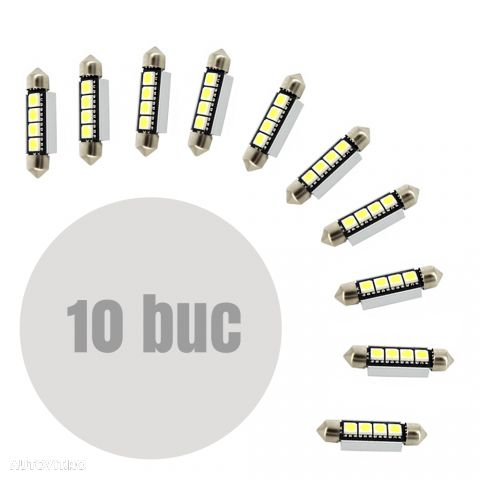 Bec auto Sofit SV8.5 LED Canbus SMD 39mm 12V 3W, set 10 buc. - 1