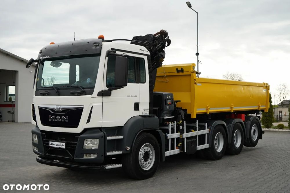MAN TGS 32.400 / 8x4 / TRIDEM / WYWROTKA 2 STRONNA / HYDROBURTA / BORDMATIC + HDS HIAB 188 E-3D / ROTATOR  / PILOT / EURO 6 - 11
