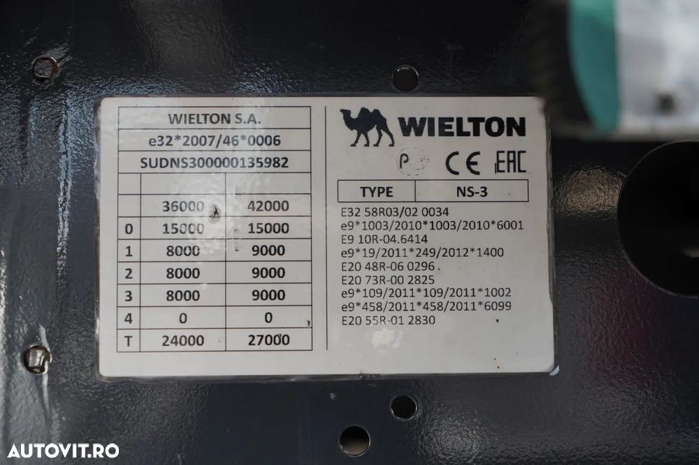 Wielton CORTINĂ / STANDARD / PONT CULISANT / PLAFON CULISANT / SAF - 26