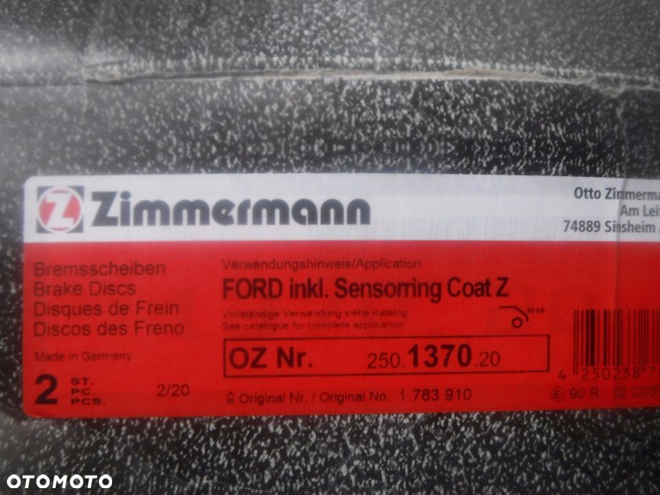 FORD TRANSIT CUSTOM TARCZE HAMULCOWE TYŁ ZIMMERMAN - 2