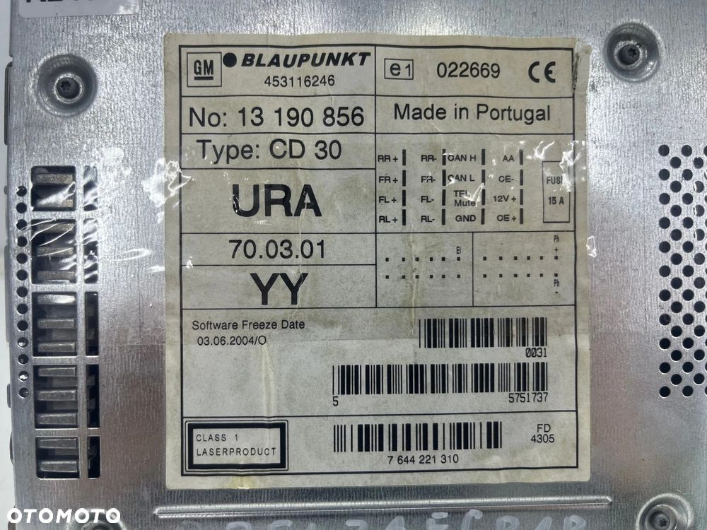 Radio Opel Zafira B 05-14r. z kodem do radia tuner fabryczny czytnik płyt panel - 14