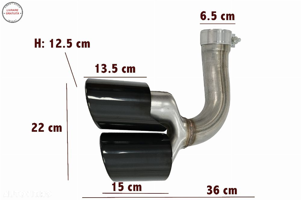 Ornamente Evacuare Porsche Cayenne 9Y0 SUV 3.0 (2018-up) Negru- livrare gratuita - 3