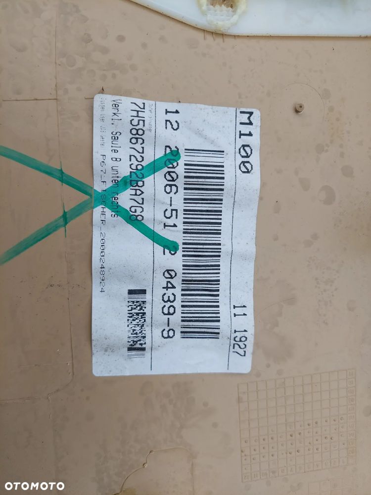VOLKSWAGEN T5 MULTIVAN BEŻOWY POSZYCIE SŁUPKA B PRAWE 7H1867292 - 3