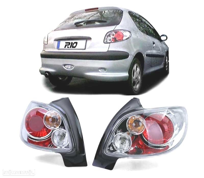 FAROLINS TRASEIROS PEUGEOT 206 98-09 CROMADO VERMELHO - 1