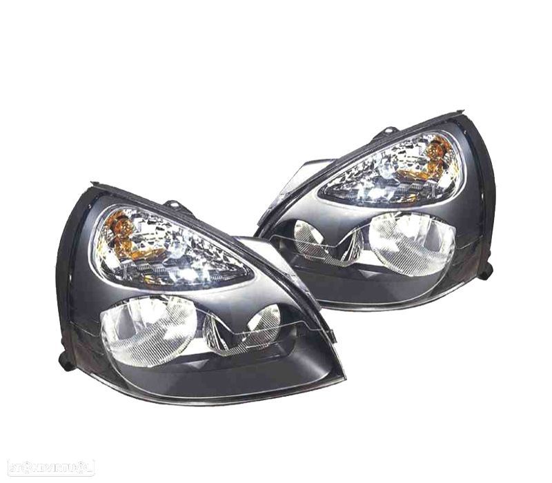 FARÓIS OPTICAS RENAULT CLIO II 01-05 PRETO - 1
