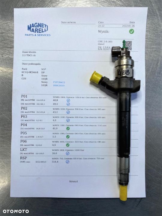 WTRYSKIWACZ TEST 2.2 TDCI HDI 6C1Q 9K546 BB REGENERACJA  WTRYSK JAK NOWY WYDRUK IMA PEUGEOT JUMPER BOXER DUCATO TRANSIT - 2